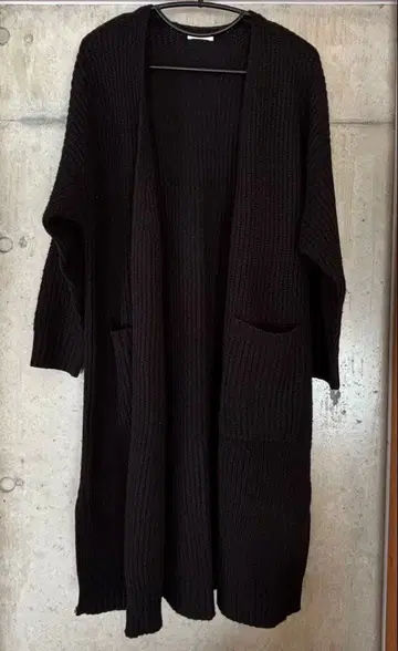 .GLACIER/그라시아 블랙 니트 가디건 L 굵은 짜임 롱 기장