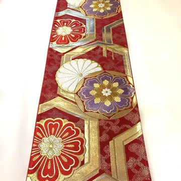 [ 새상품 ] 후쿠로 오비 미재단 후리소데 빨간색 골드