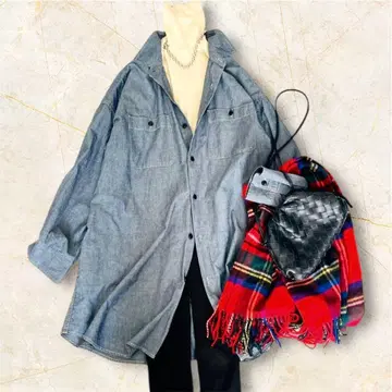 FRAMeWORK 오버 사이즈 데님 셔츠 롱 루즈핏