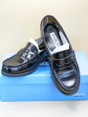 하루타 로퍼 가죽 신발 22cm EEE 넉넉한 블랙 4505