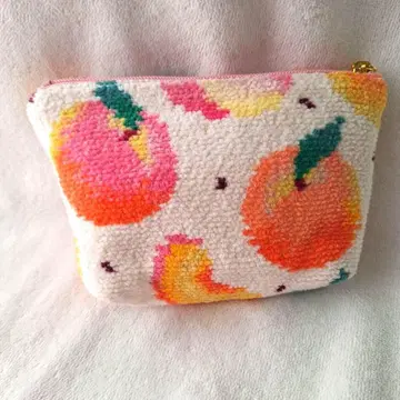 미사용 FEILER 피치 도트 파우치 복숭아