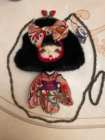 Cuddle a Fluffy 후쿠쥬 인형 기모노 여아 숄더백 일본풍 패턴