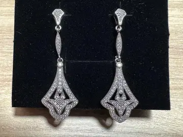 실버 롱 귀걸이 다이아몬드풍