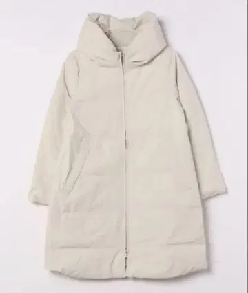 화이트 후드 부착 롱 다운 자켓