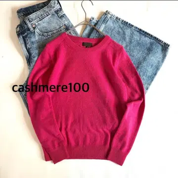 캐시미어 100% 긴팔 크루넥 스웨터 핑크