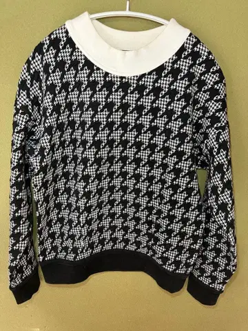 띠어리 하운드 투스 패턴 긴팔 니트