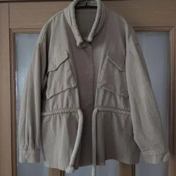 베이지 코튼 혼방 자켓