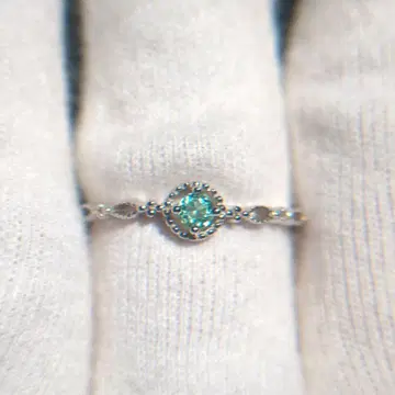 민트 그린 아파타이트 실버 반지