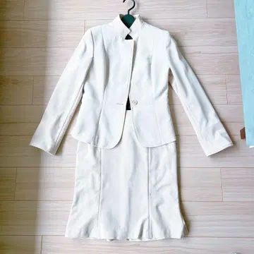 수트 세트 자켓 스커트 벨벳 화이트 화이트 2종 세트