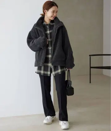 SLOBE IENA 울 콤보 스탠드 코쿤 블루종 38