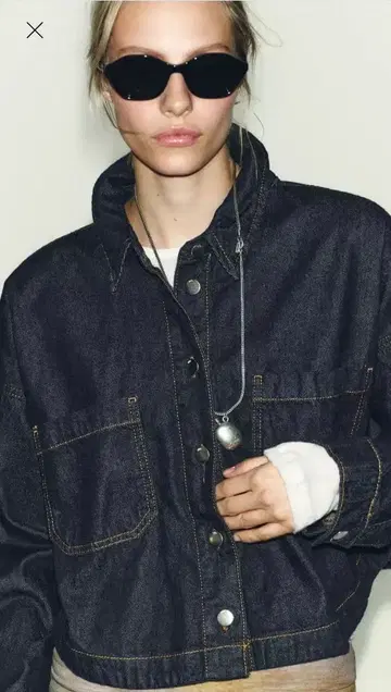 ZARA 다크 데님 크롭 자켓 S