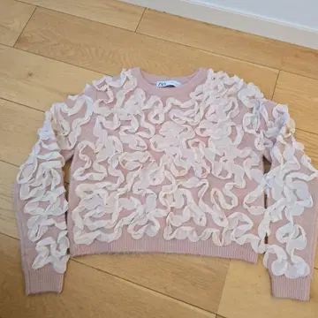 ZARA 프릴 장식 스웨터 S 핑크