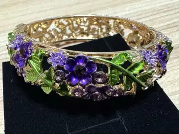 꽃 디자인 뱅글 보라색과 그린