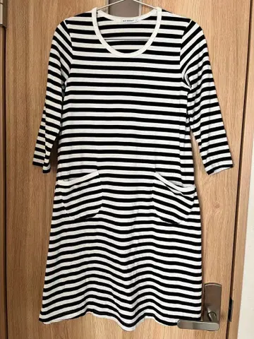 marimekko 스트라이프 원피스 7부 소매
