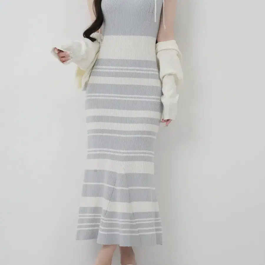 ワンピース Lumignon Riobon border nermaid dress Lumignon New Product] Ribon Border Mermaid Dress #일본브랜드,#루