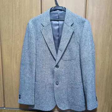 그레이 울 혼방 헤링본 테일러드 자켓