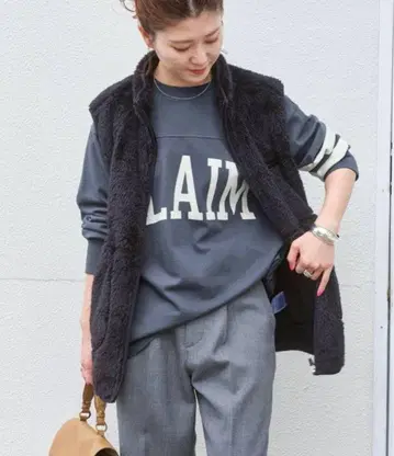 Spick and Span 풋볼 로고 롱TEE 그레이