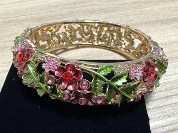 꽃과 잎 디자인 골드 뱅글