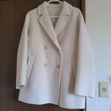 아이보리 더블 브레스트 체스터 코트 M