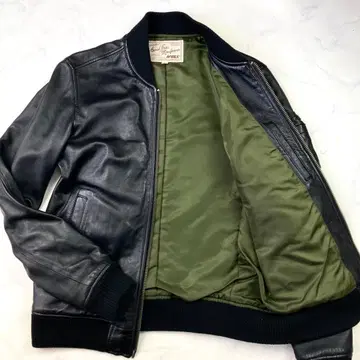 [ 새상품급 ] AVIREX MA-1 가죽 자켓 블랙 라이더스