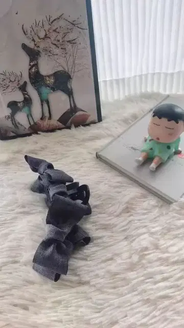 그레이 새틴 리본 헤어핀