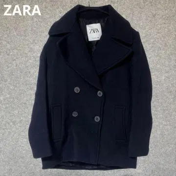 ZARA 다크 네이비 더블 브레스트 코트