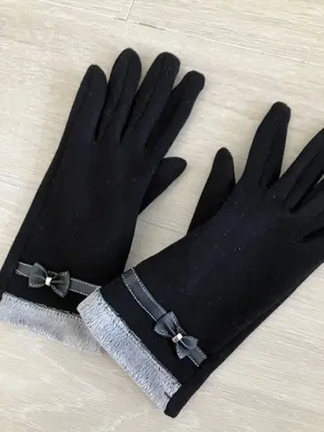 스마트폰 대응 엘레강트 장갑 (블랙 / 그레이) 리본 터치 패널