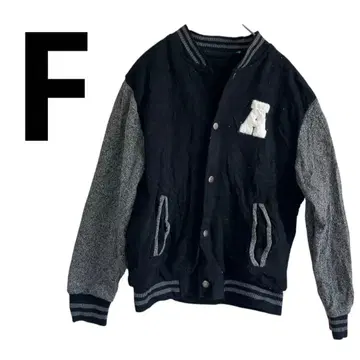 한정판 A 자수 바시티 자켓 [ F ] 블랙과 그레이 보아 속기모