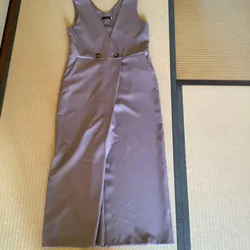 브라운 슬리브리스 롱 원피스 팬츠 스타일