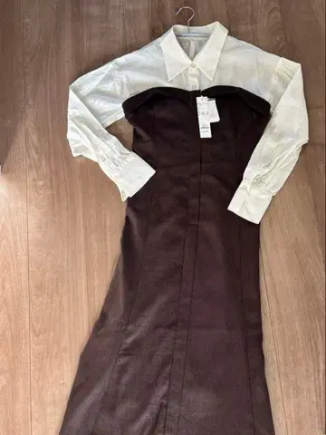 [택 포함 새상품] mysty woman 셔츠 도킹 원피스