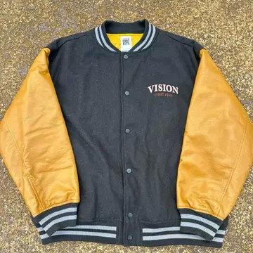 VISION 바시티 자켓 블랙/브라운