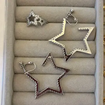 Sheriche W 스털링 & 스타 후프 귀찌 세트