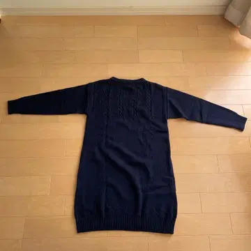 네이비 케이블 니트 원피스 긴팔 M