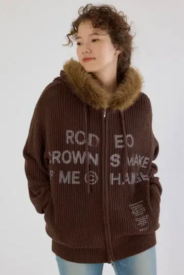 로데오 크라운 FADE LOGO 니트 지퍼 후디