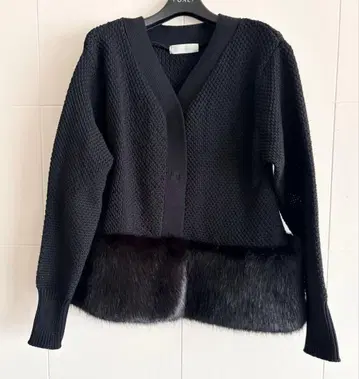 셀포드 니트 퍼 가디건 자켓 36 블랙 새상품급