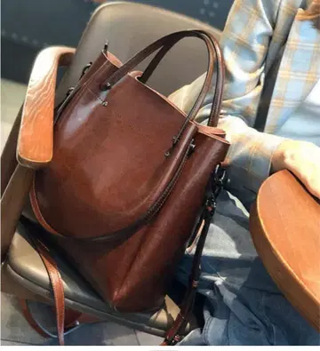 가죽 토트백 브라운