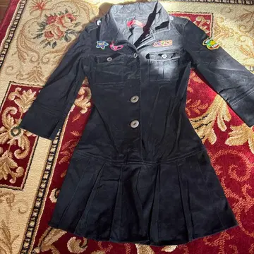 블랙 셔츠 원피스 JSG Y2K 초기 와타나베 카오루짱