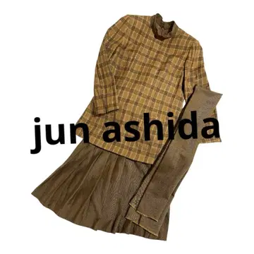 [ jun ashida ] 브라운 체크 셋업 스커트