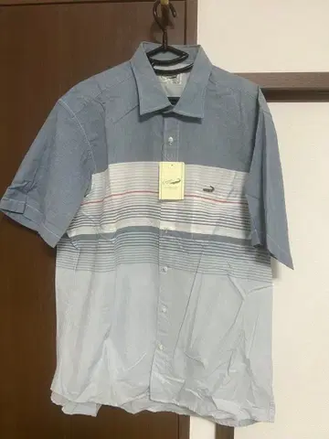 crocodile 반팔 셔츠 파랑과 화이트 스트라이프