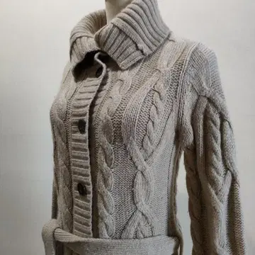 바나리파 케이블 니트 롱 가디건 베이지 계열