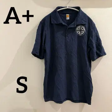 A+ [ S ] 네이비 피케 셔츠 반팔 상의 심플 캐주얼 에이플러스