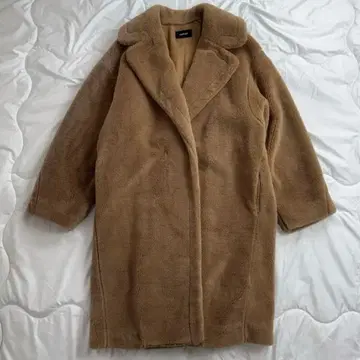 새상품급 드레스레이브 보아 롱 코트 브라운 테디베어 빅 M