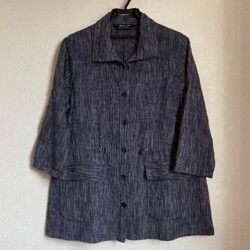 [기우에몬] 구루메 전통 카스리 스트라이프 자켓