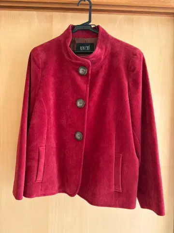 자켓 미세스 여성용 레드 와인 레드 15호 사이즈 스웨이드 조