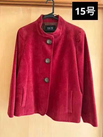 자켓 미세스 여성용 레드 와인 레드 15호 사이즈 스웨이드 조