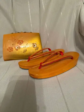 오렌지 통굽 조리 빨간색 스트랩 꽃 무늬 백 포함