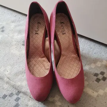 핑크 스웨이드 오픈토 하이힐