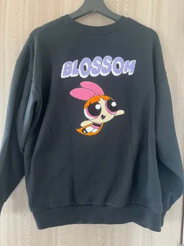 미사용 새상품 파워퍼프걸스 블라썸 자수 블랙 트레이닝복