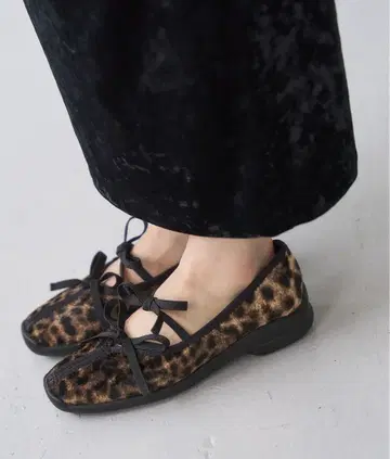 LE TALON L 더블 리본 발레리나 브라운 계열 기타 (레오파드)
