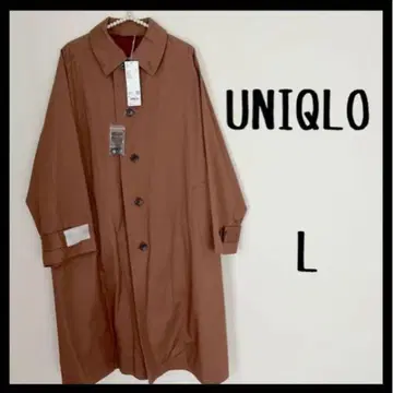 유니클로 스탠다드 칼라 코트 브라운 오버사이즈